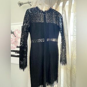 Appetite for Seduction Black Lace Long Sleeve Dress